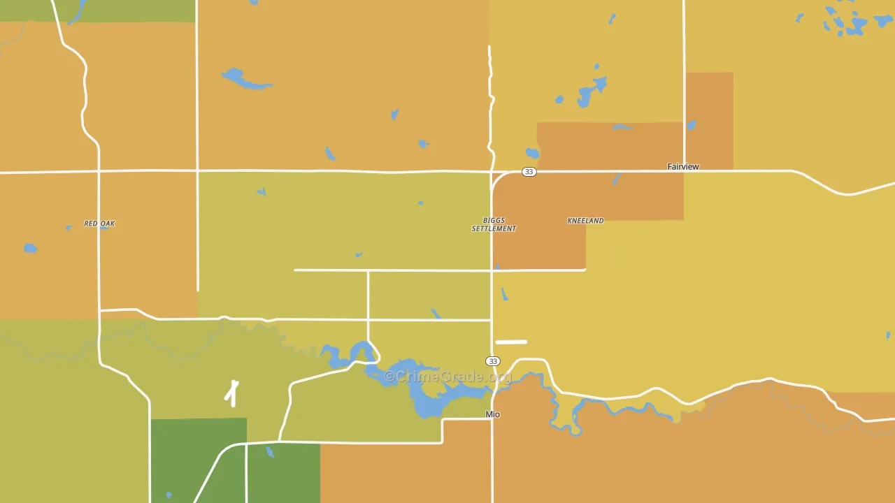 Oscoda County, MI Map of Theft Rates