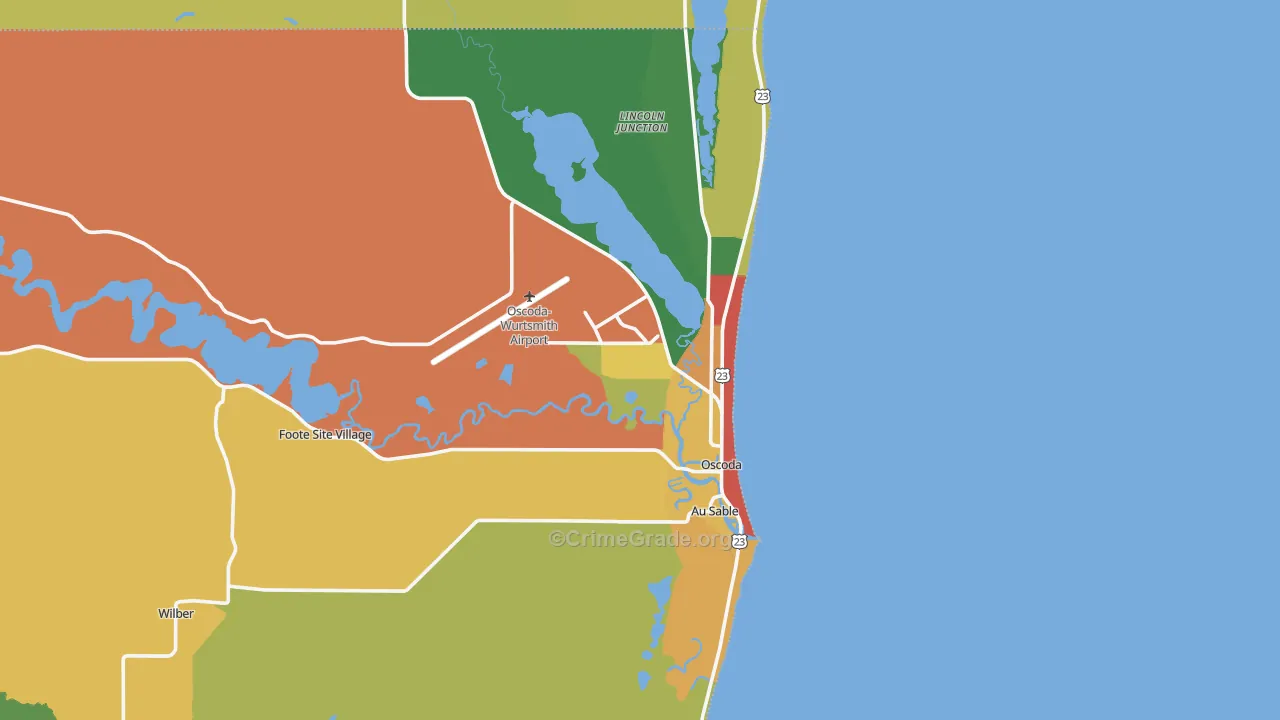 Oscoda, MI Map of Theft Rates