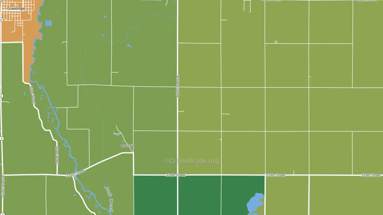 Osgood, IA Map of Theft Rates