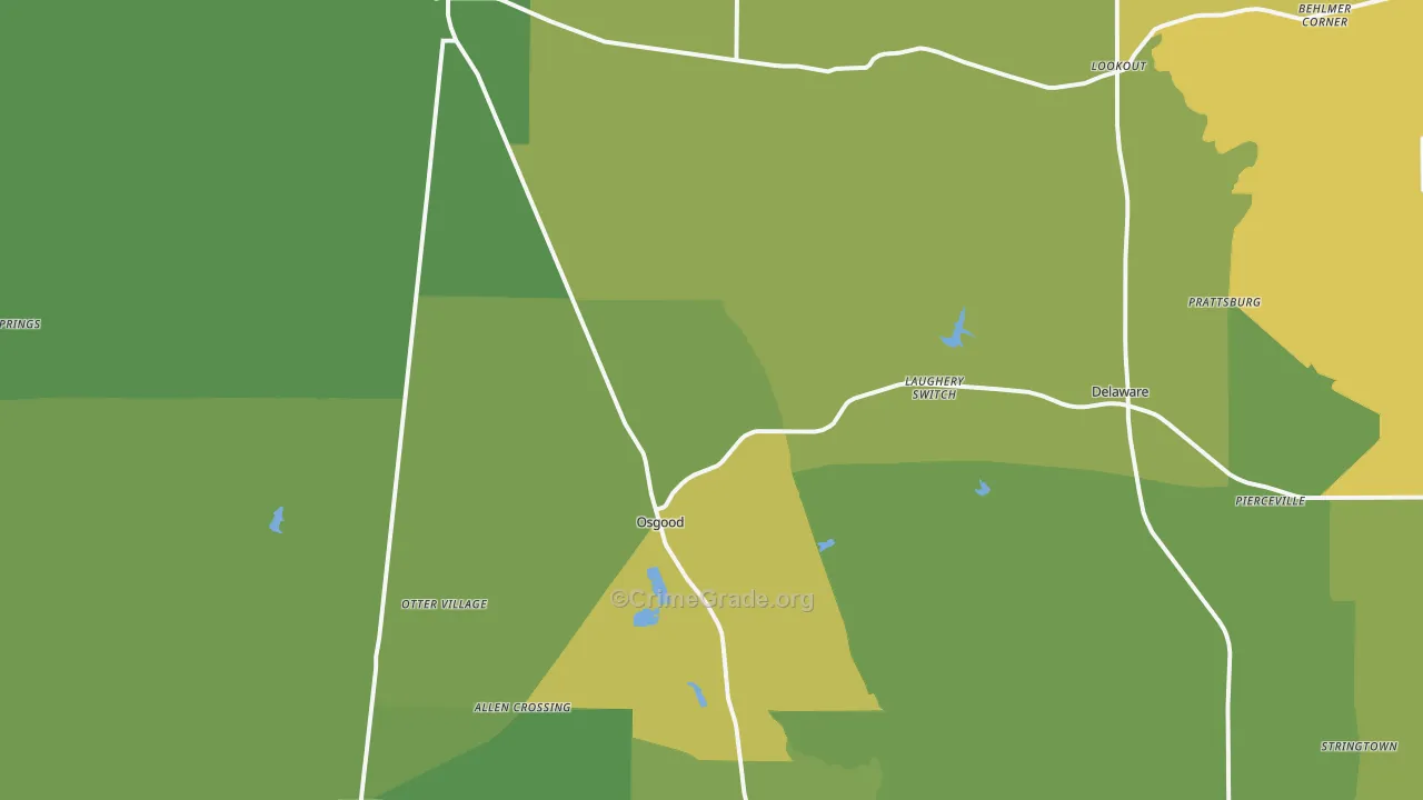 Osgood, IN Map of Theft Rates