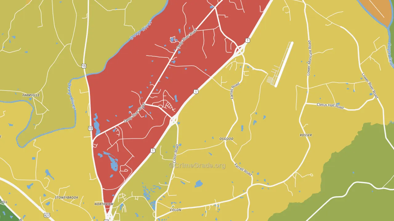 Osgood, NC Map of Theft Rates