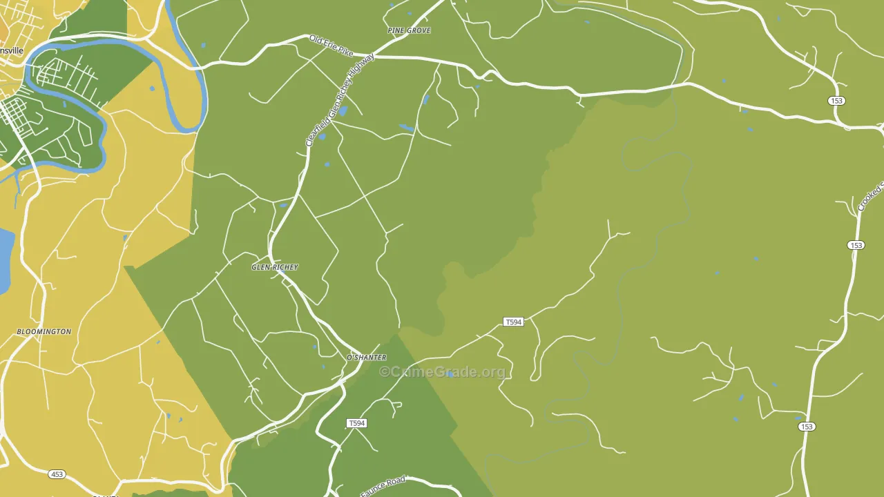 Oshanter, PA Map of Theft Rates