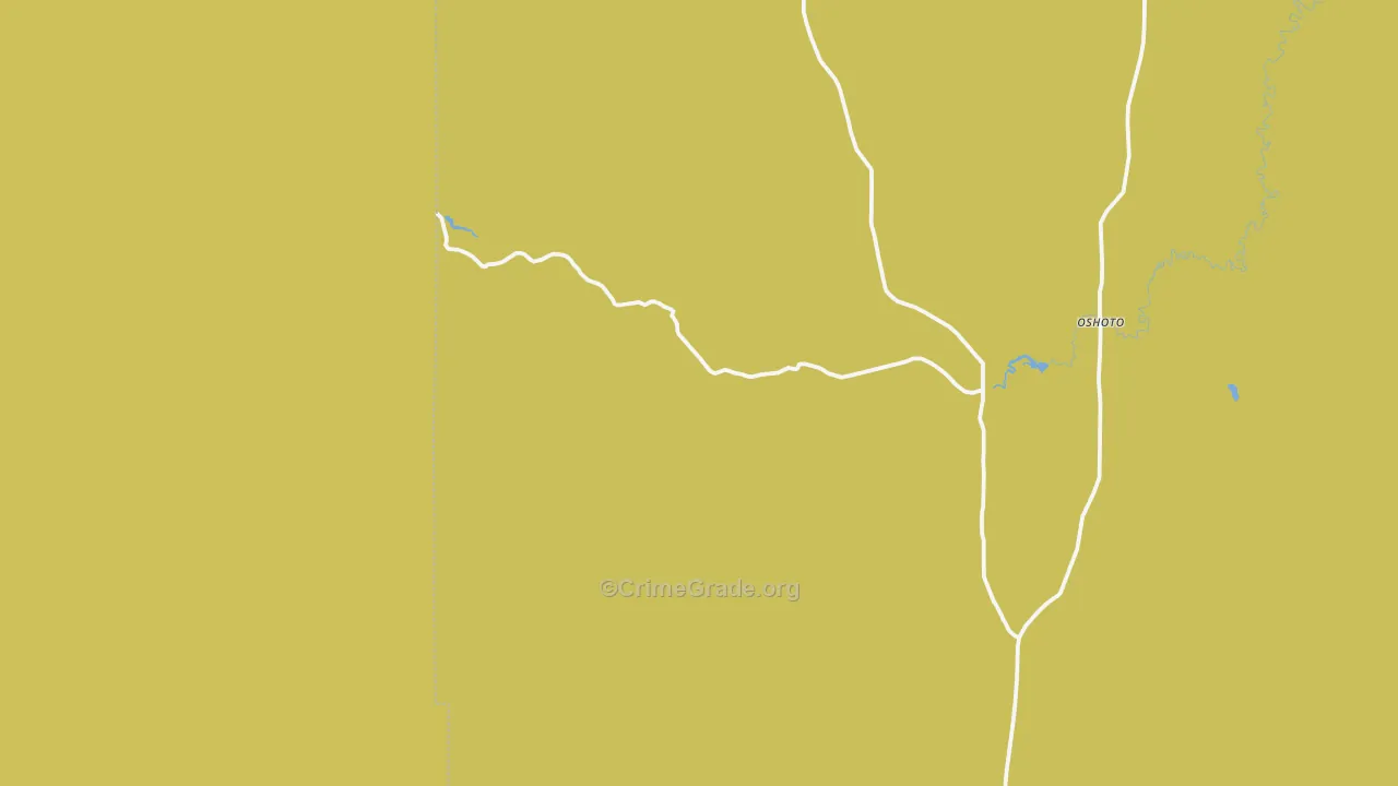 Oshoto, WY Map of Theft Rates