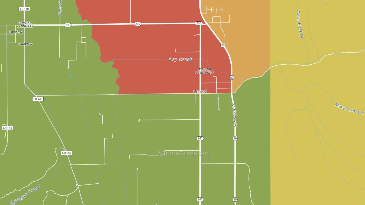 Osmond, WY Map of Theft Rates