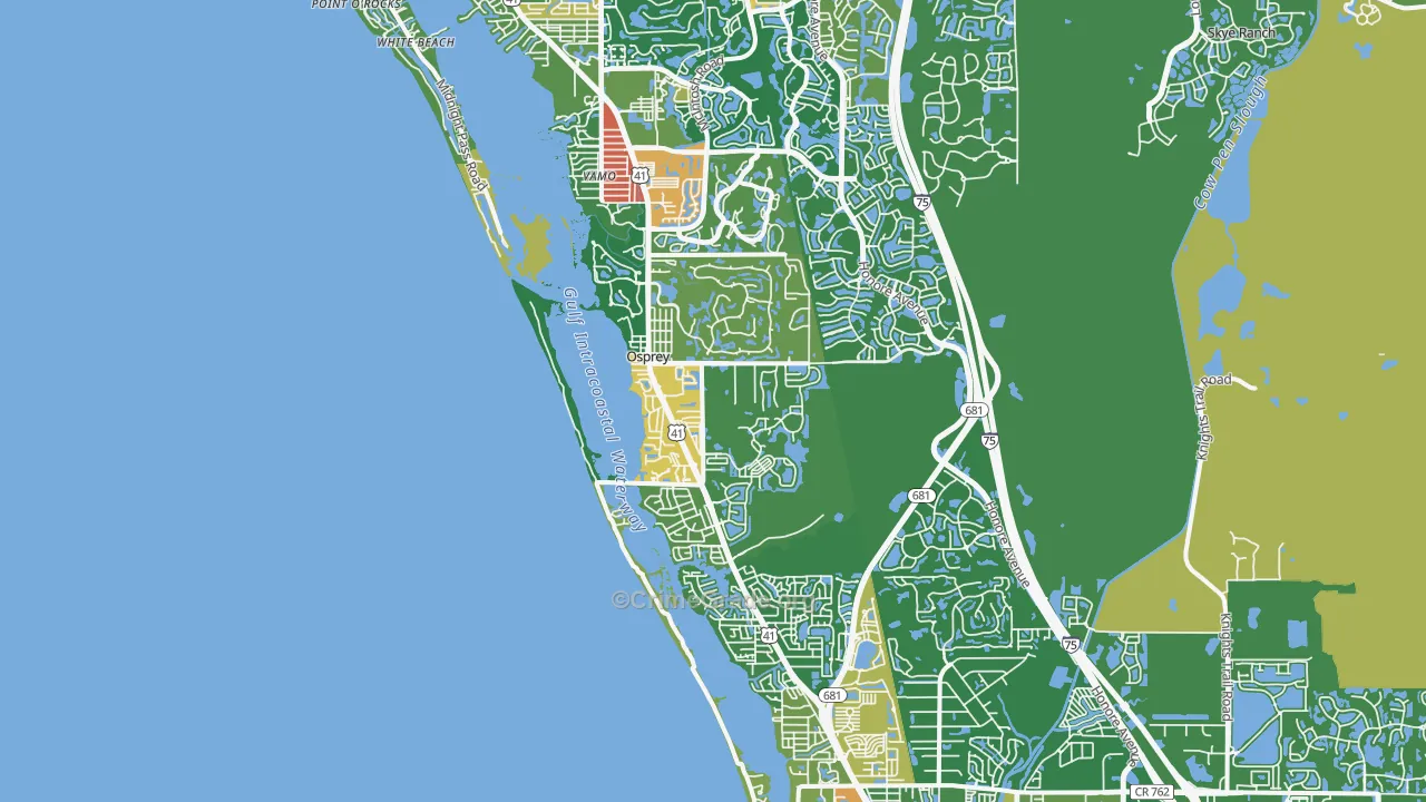Osprey, FL Map of Theft Rates