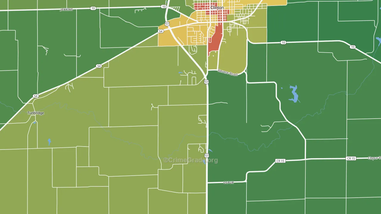 Ospur, IL Map of Theft Rates