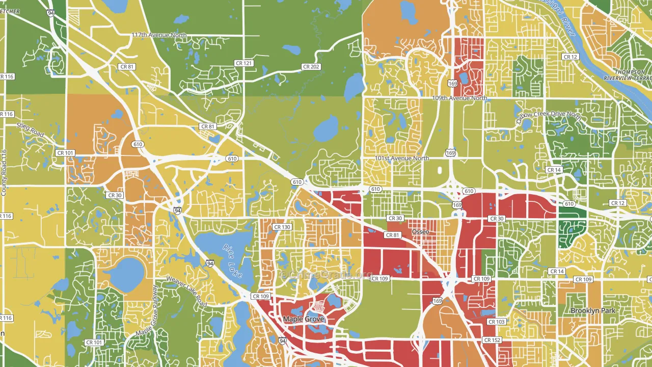 Osseo, MN Map of Theft Rates