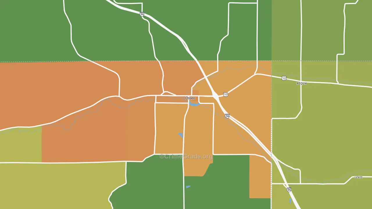 Osseo, WI Map of Theft Rates