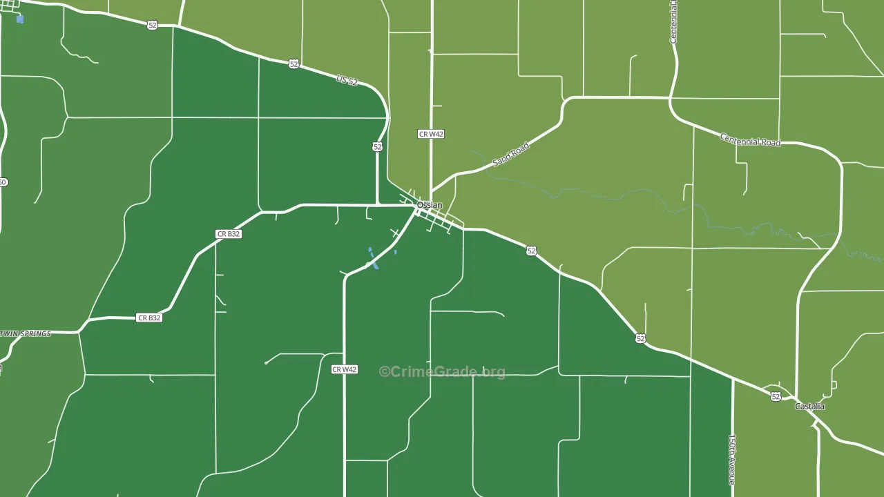 Ossian, IA Map of Theft Rates