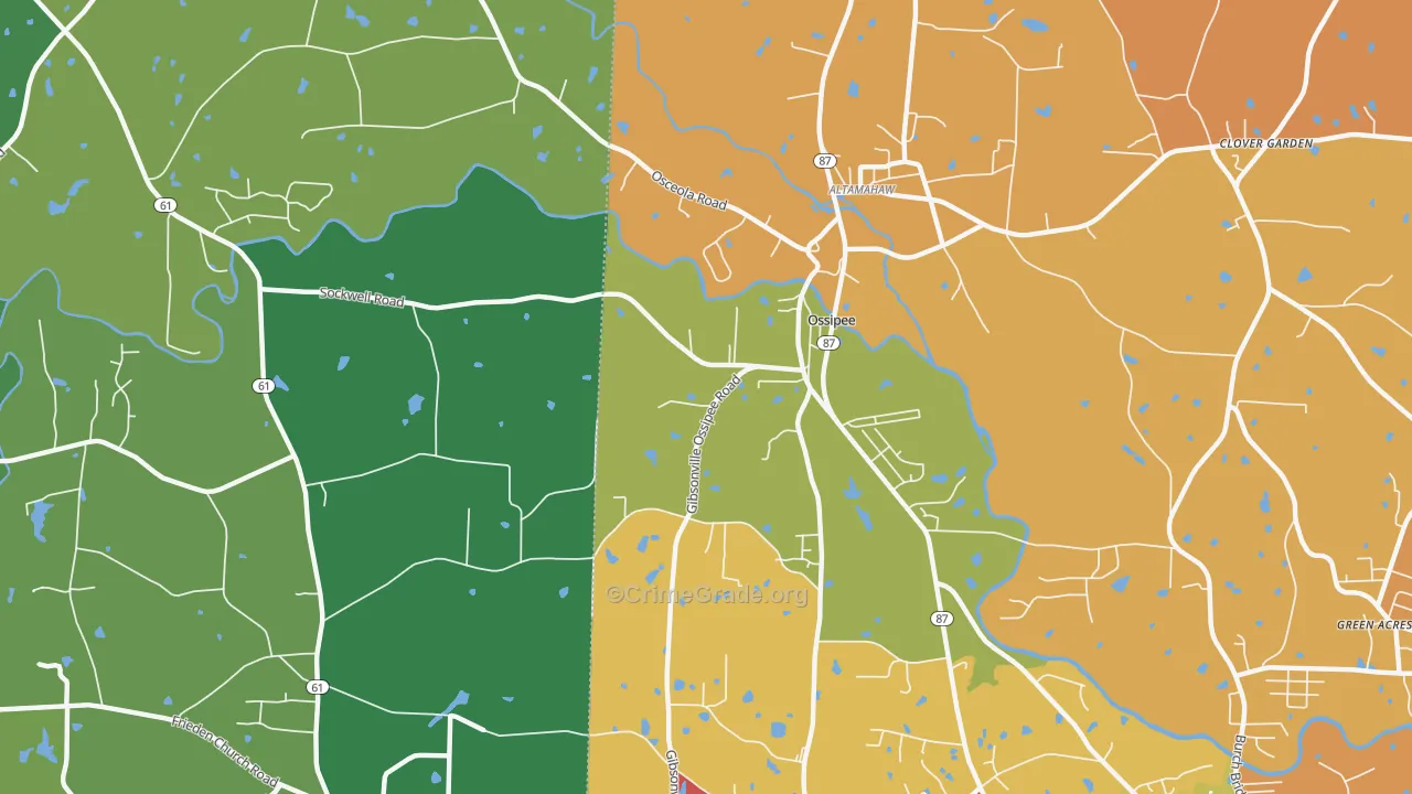 Ossipee, NC Map of Theft Rates