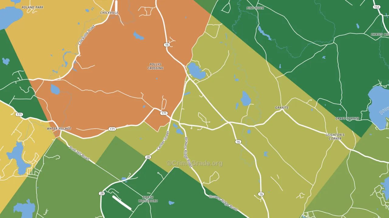 Ossipee, NH Map of Theft Rates