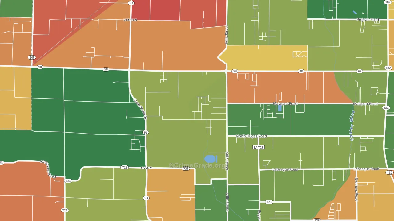 Ossun, LA Map of Theft Rates