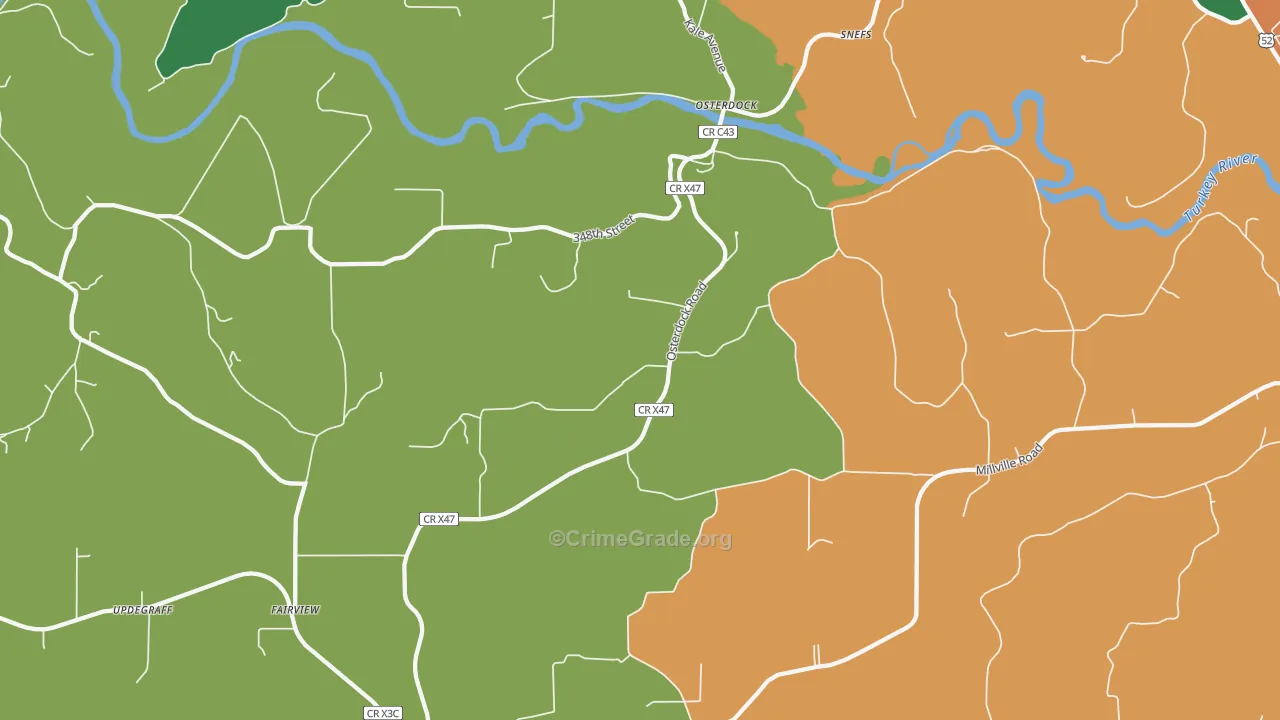 Osterdock, IA Map of Theft Rates