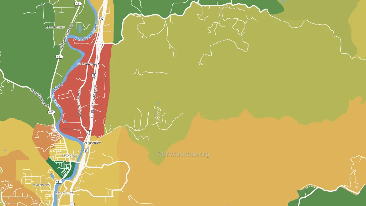 Ostrander, WA Map of Theft Rates