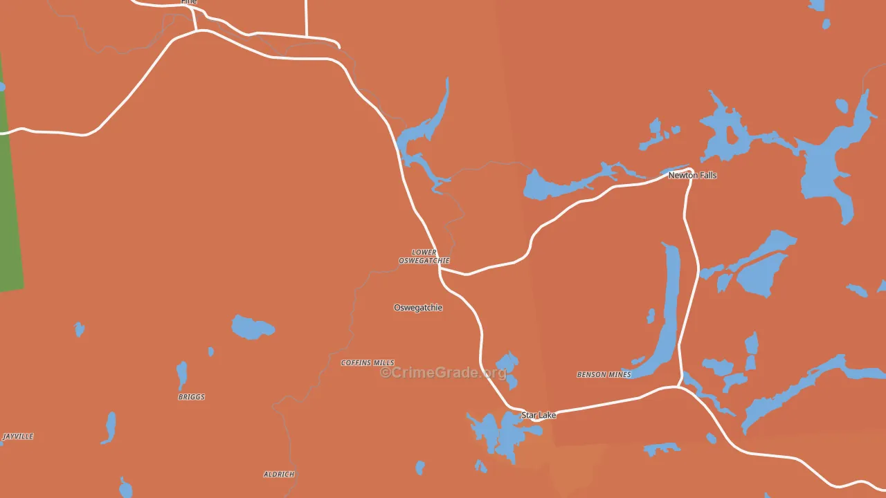 Oswegatchie, NY Map of Theft Rates