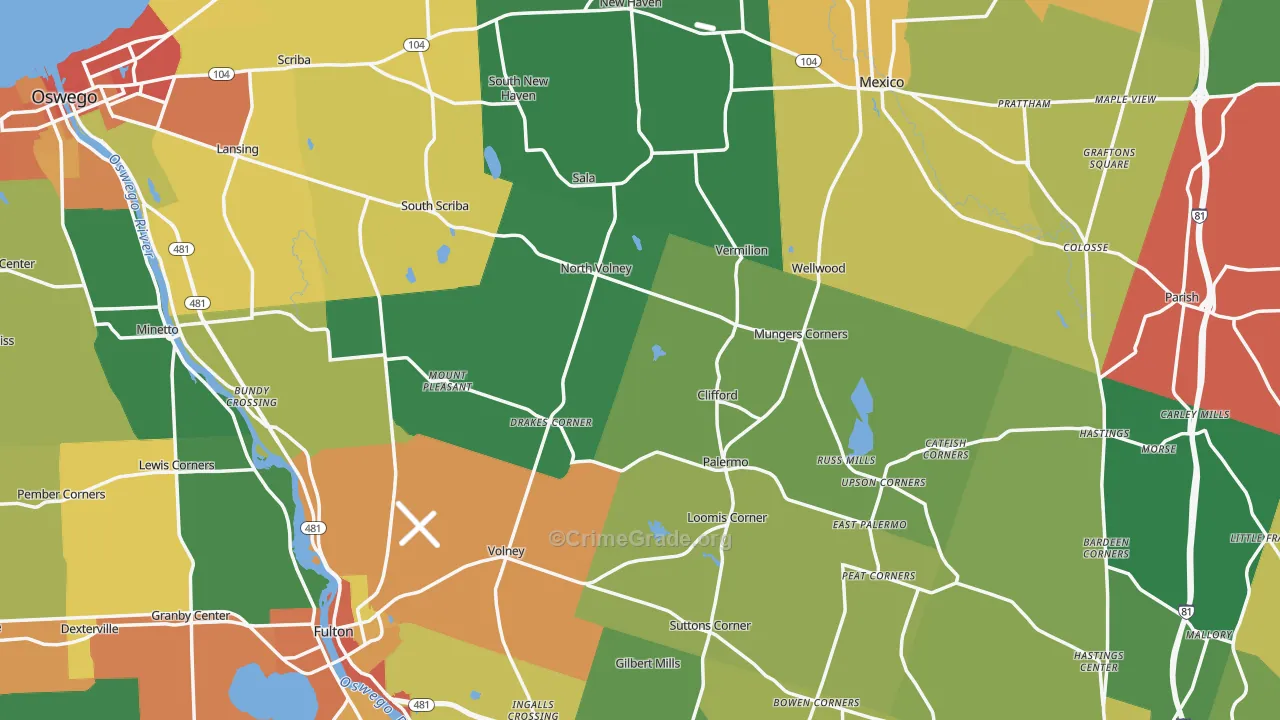 Oswego County, NY Map of Theft Rates