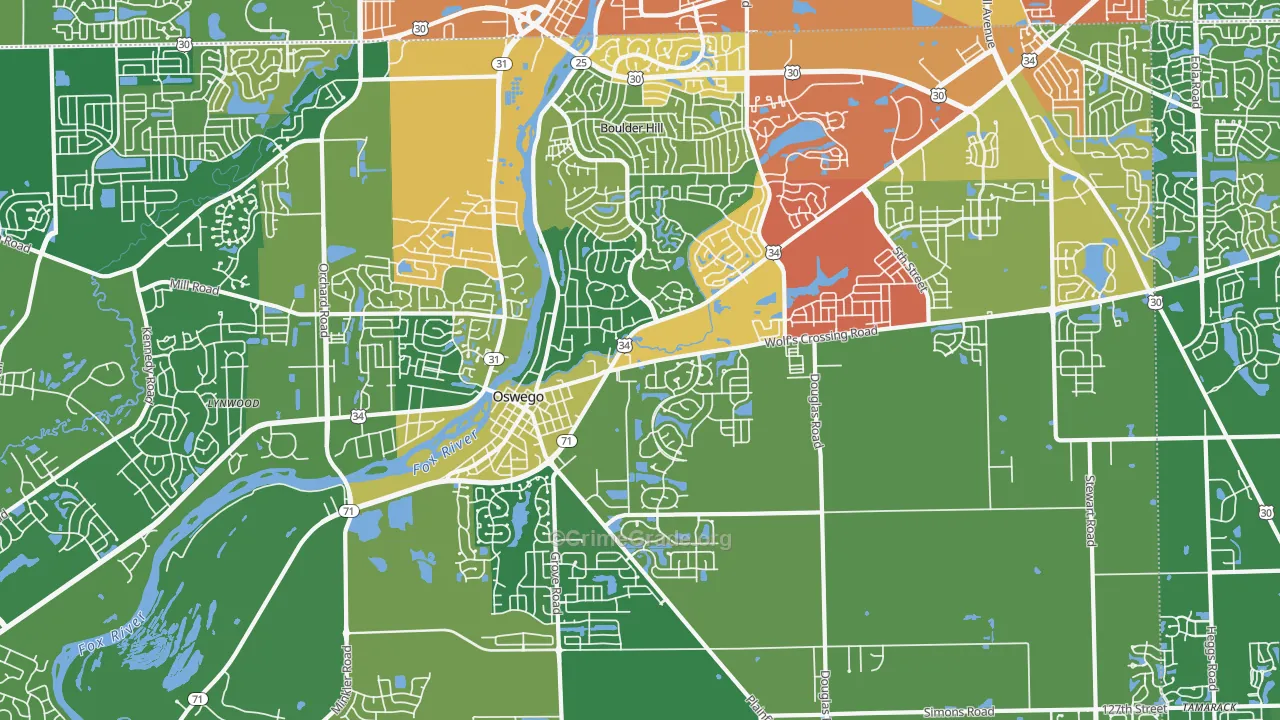 Oswego, IL Map of Theft Rates