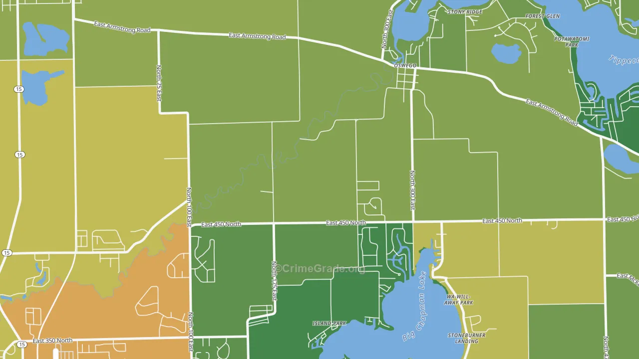 Oswego, IN Map of Theft Rates