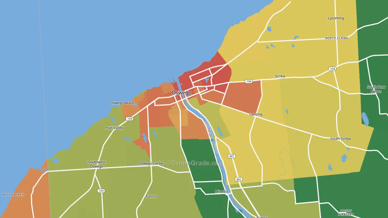 Oswego, NY Map of Theft Rates