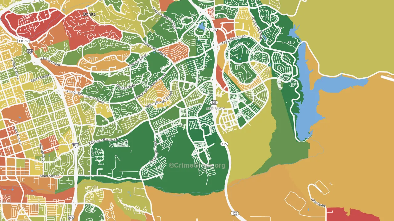 Otay Ranch, Chula Vista, CA Map of Theft Rates