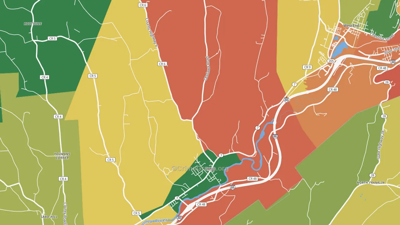 Otego, NY Map of Theft Rates
