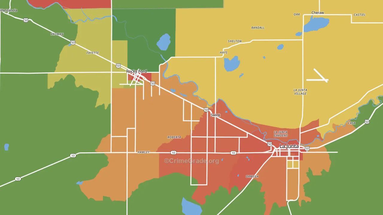 Otero County, CO Map of Theft Rates