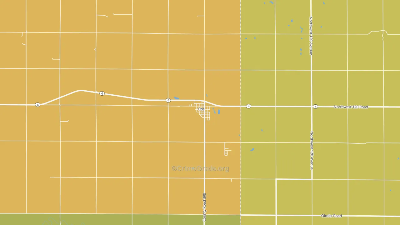 Otis, KS Map of Theft Rates