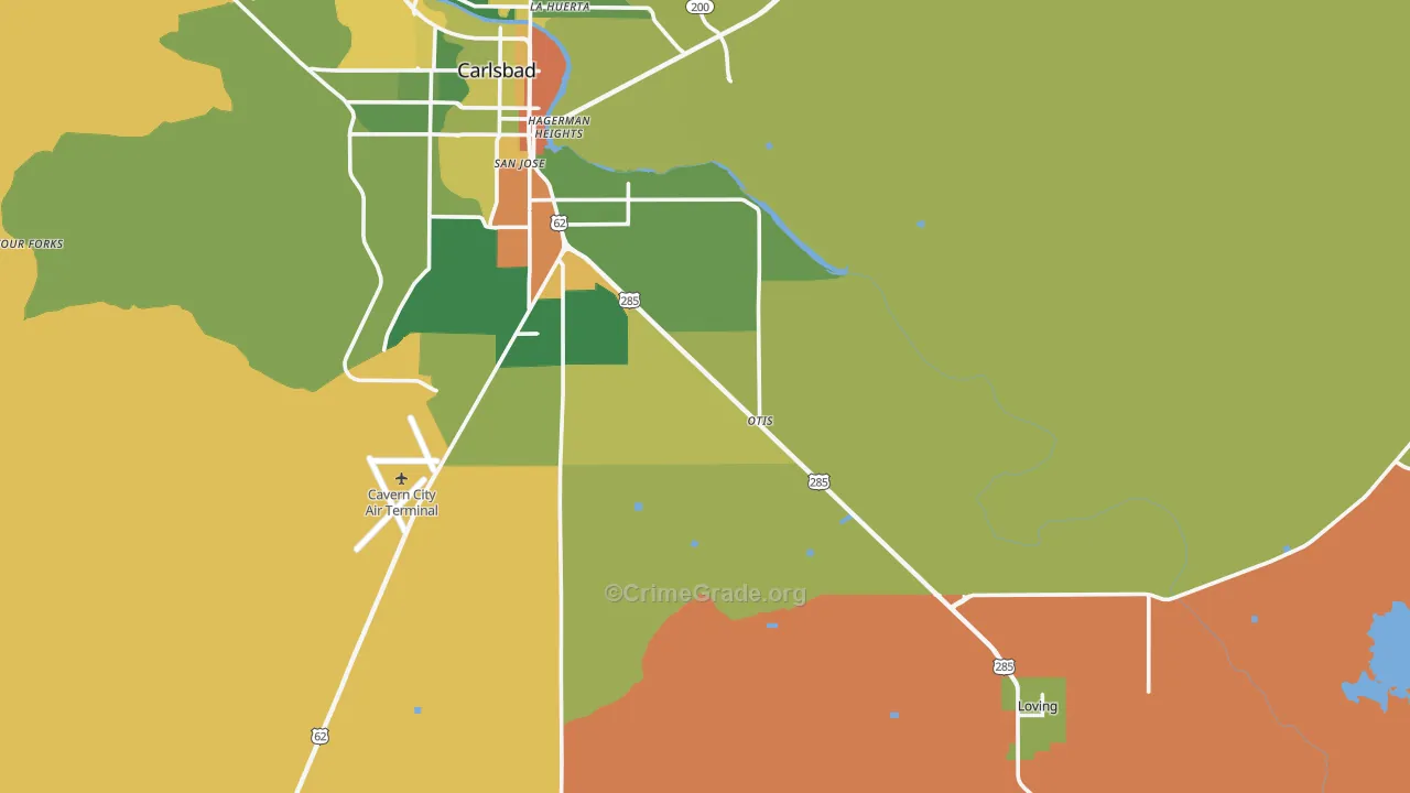Otis, NM Map of Theft Rates