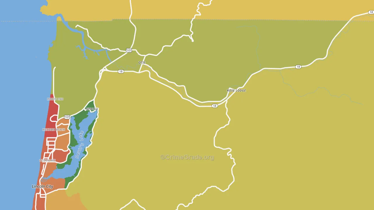 Otis, OR Map of Theft Rates