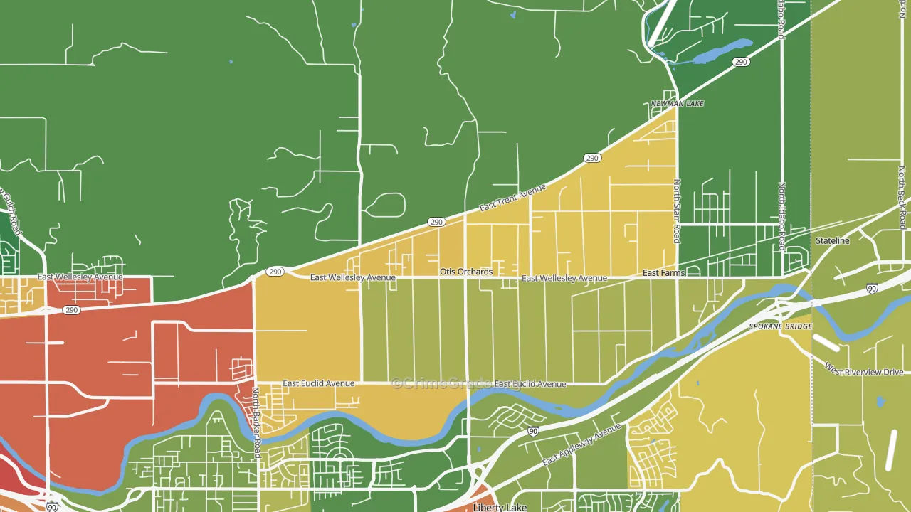 Otis Orchards, WA Map of Theft Rates