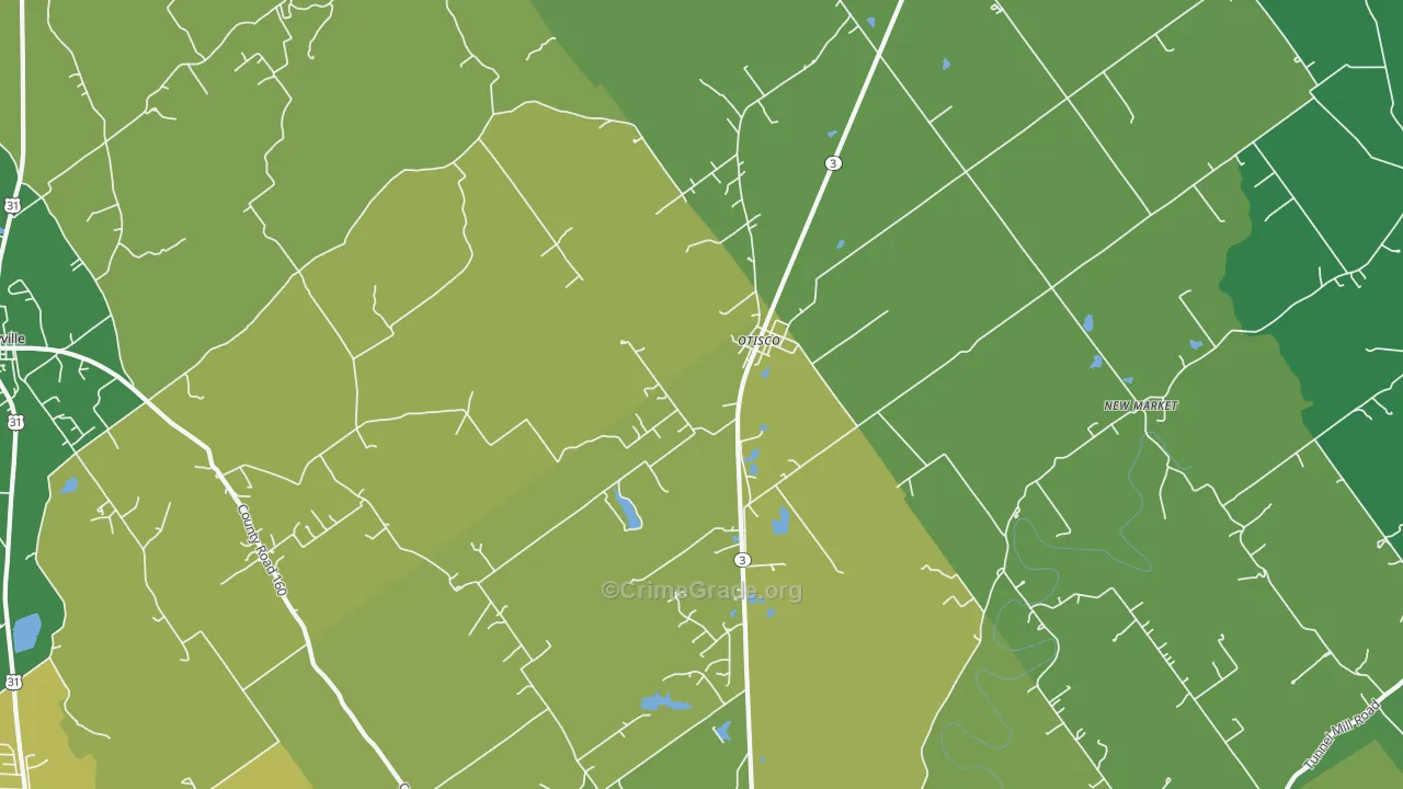Otisco, IN Map of Theft Rates
