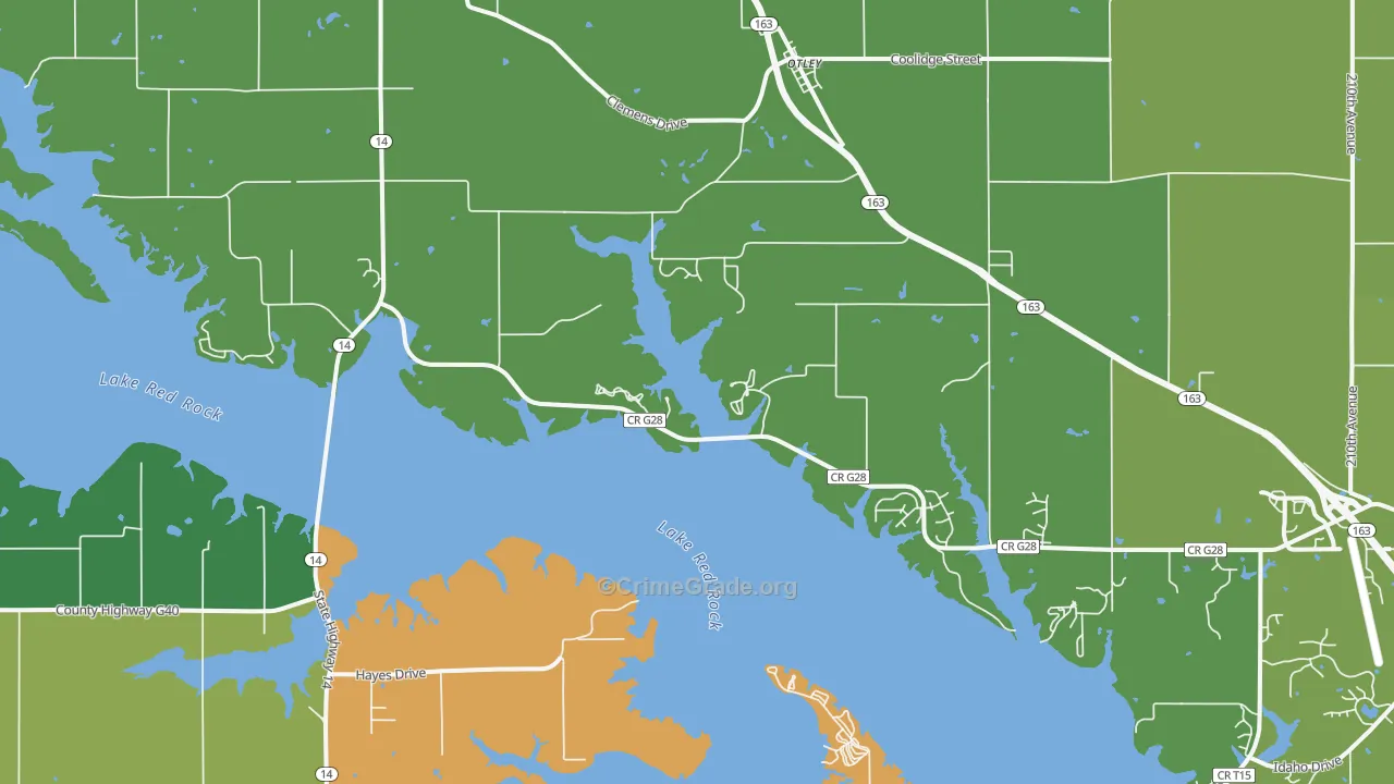 Otley, IA Map of Theft Rates