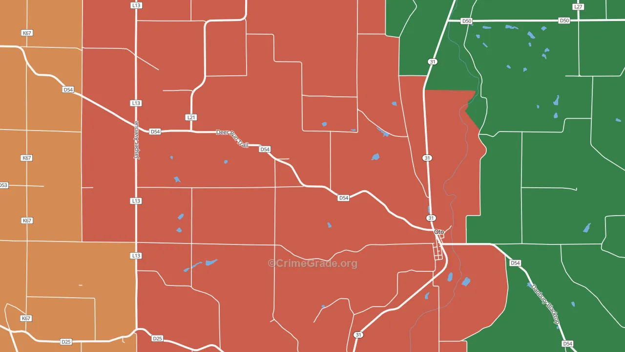 Oto, IA Map of Theft Rates