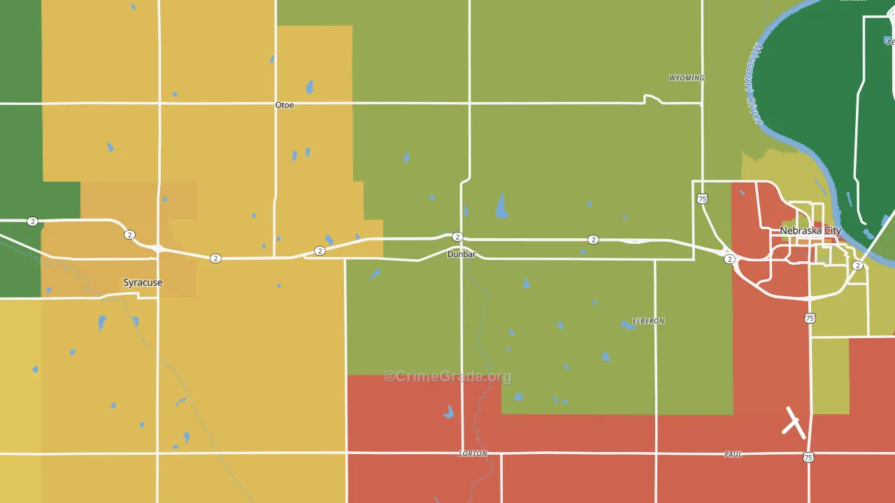 Otoe County, NE Map of Theft Rates