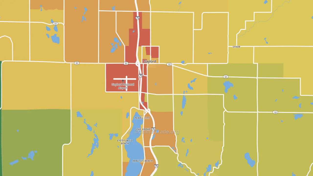 Otsego County, MI Map of Theft Rates
