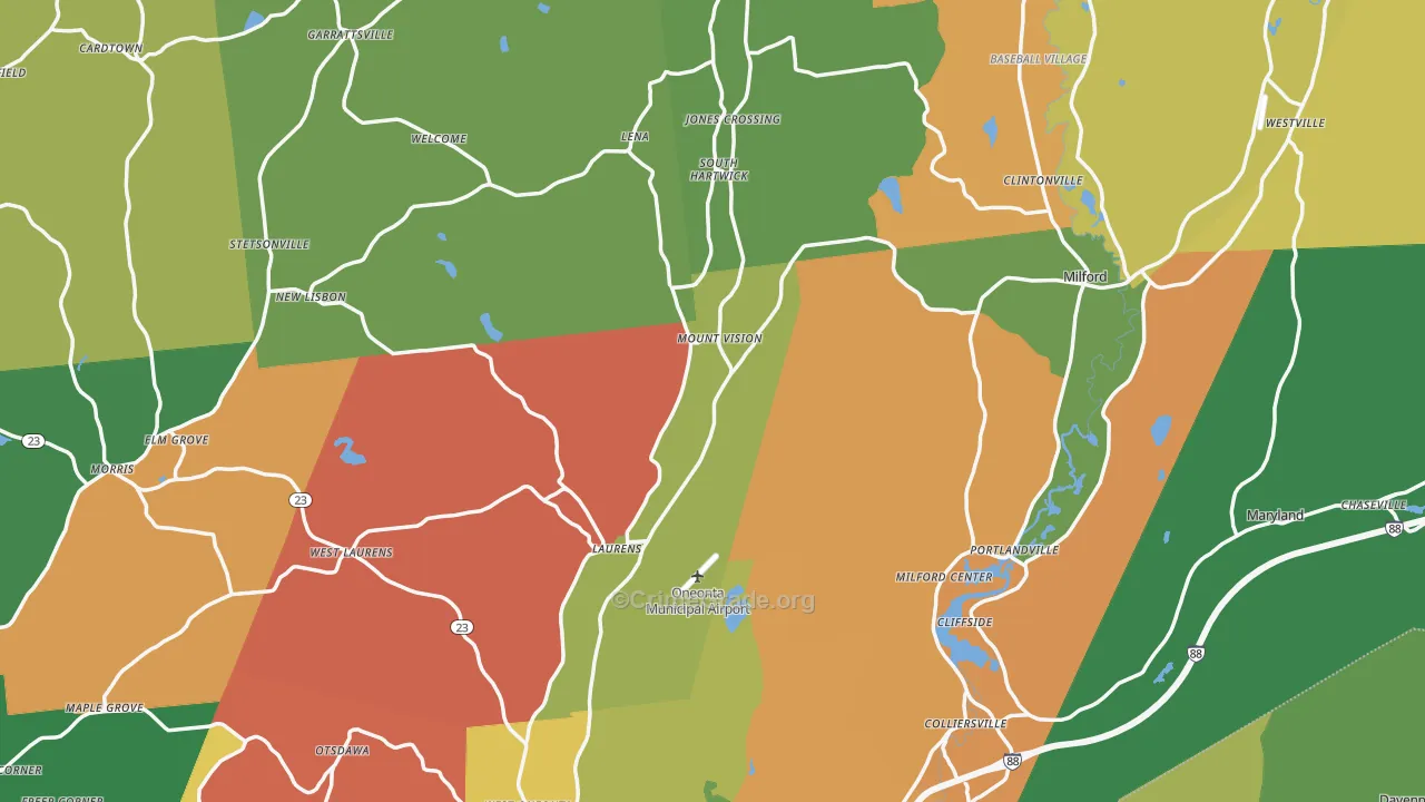 Otsego County, NY Map of Theft Rates
