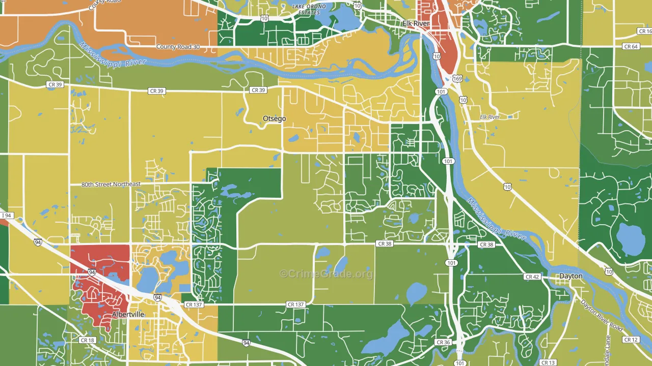 Otsego, MN Map of Theft Rates