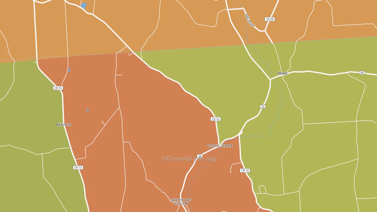 Otselic Center, NY Map of Theft Rates