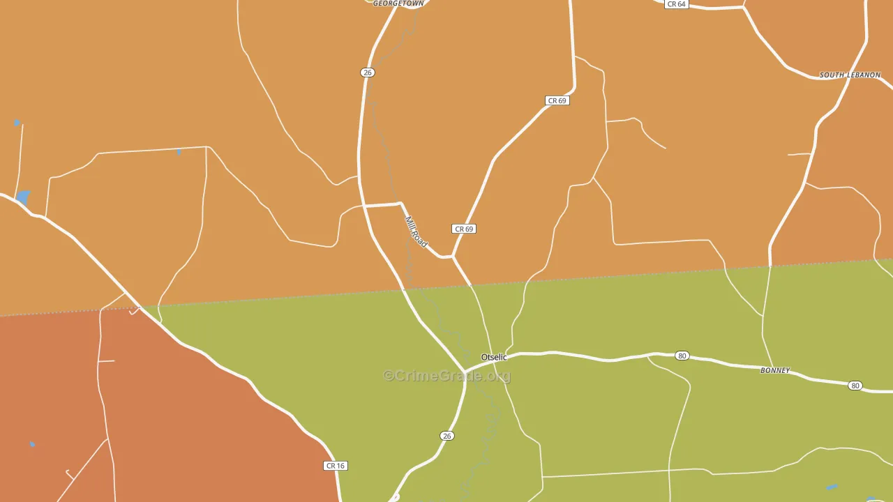 Otselic, NY Map of Theft Rates