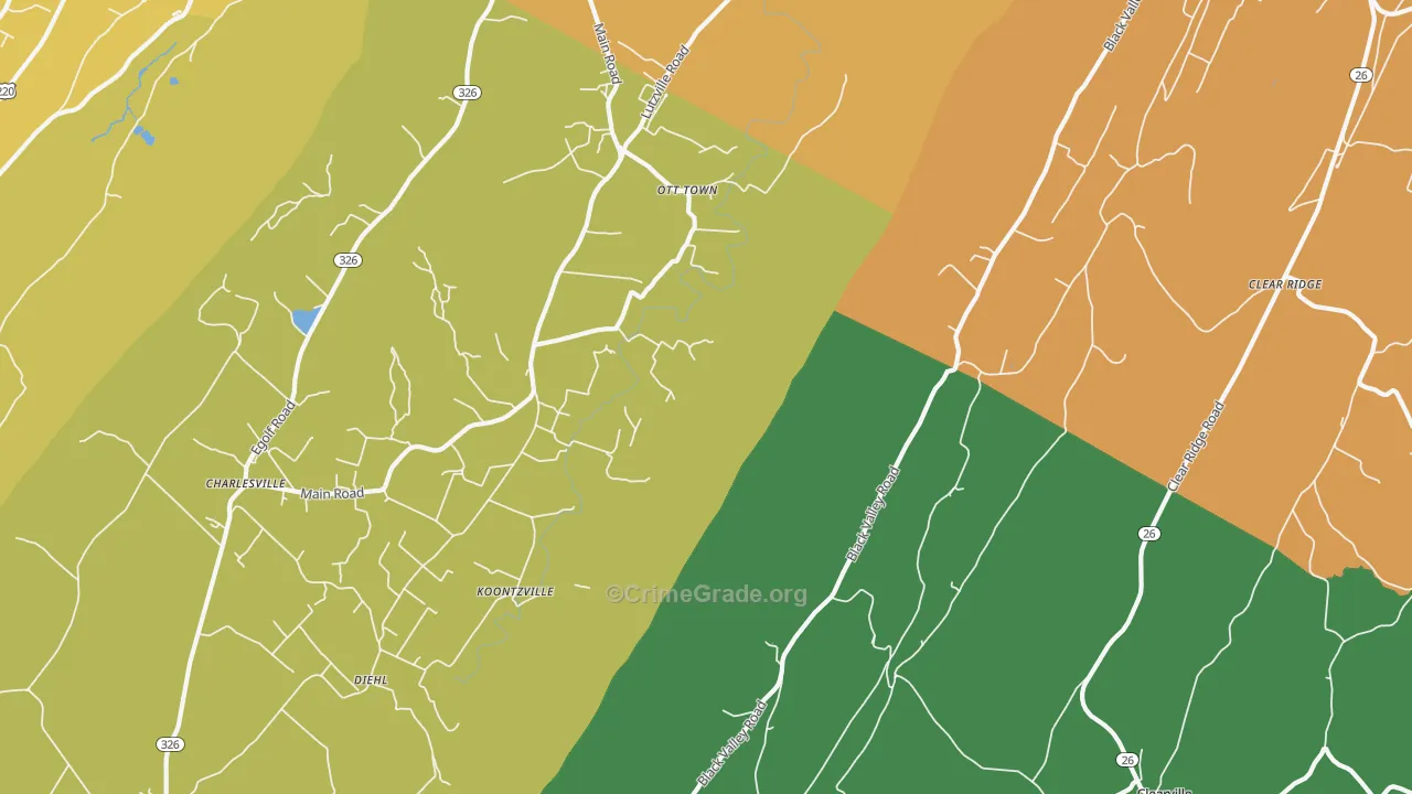 Ott Town, PA Map of Theft Rates