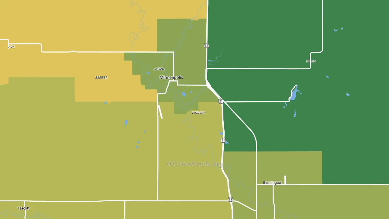 Ottawa County, KS Map of Theft Rates