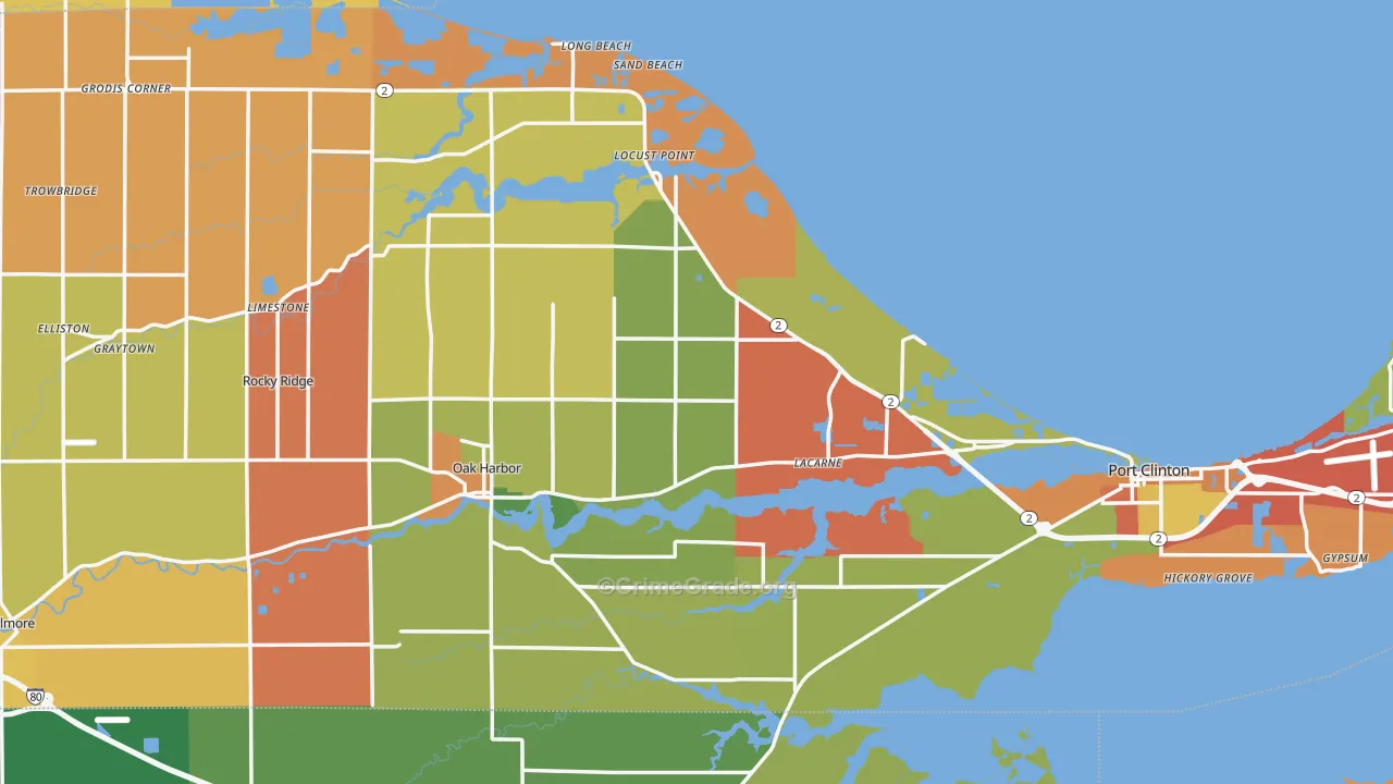 Ottawa County, OH Map of Theft Rates