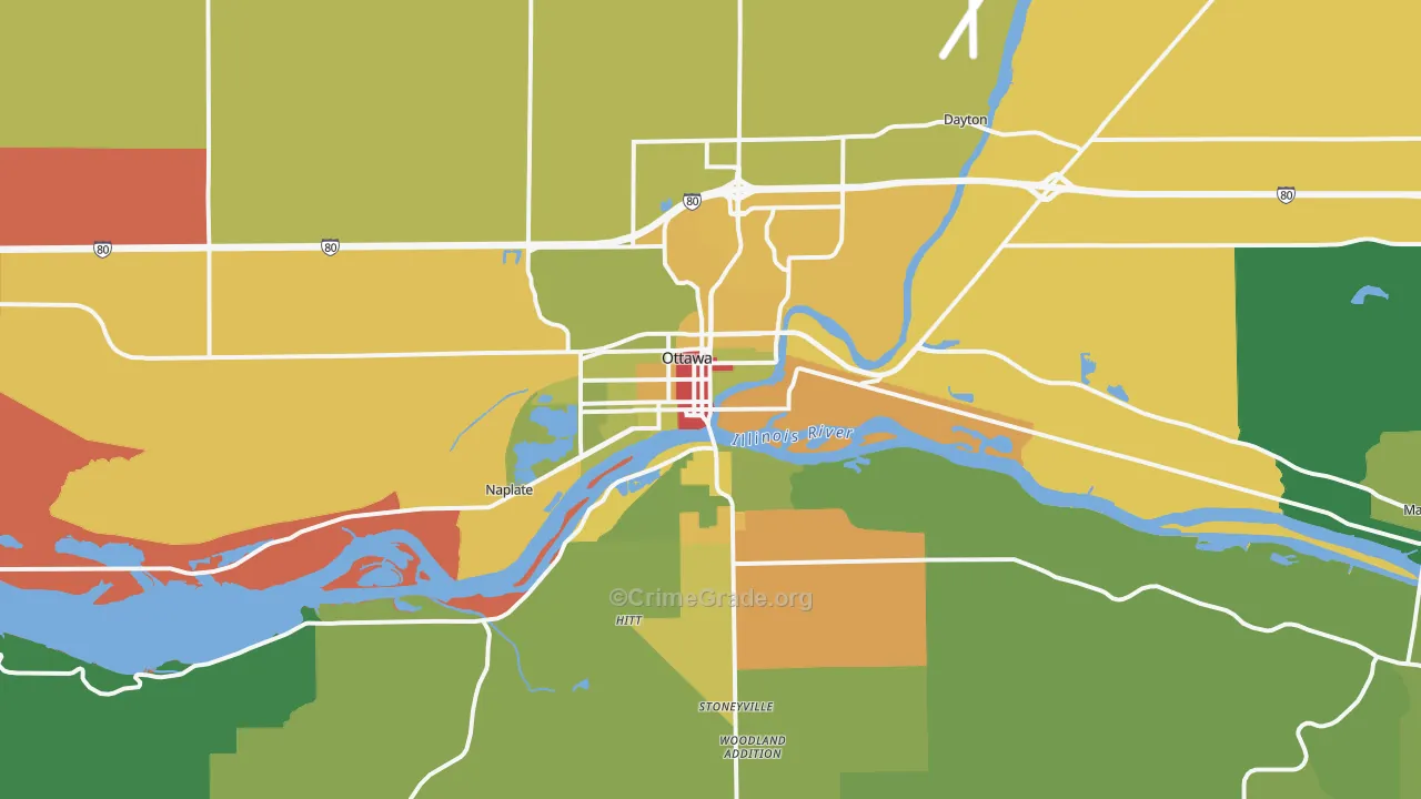 Ottawa, IL Map of Theft Rates