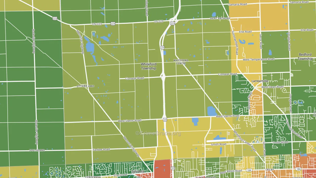 Ottawa Lake, MI Map of Theft Rates