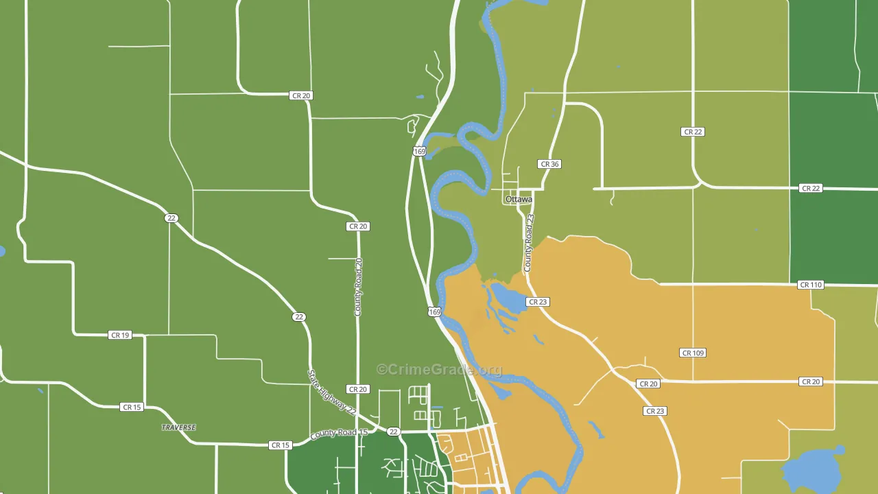 Ottawa, MN Map of Theft Rates