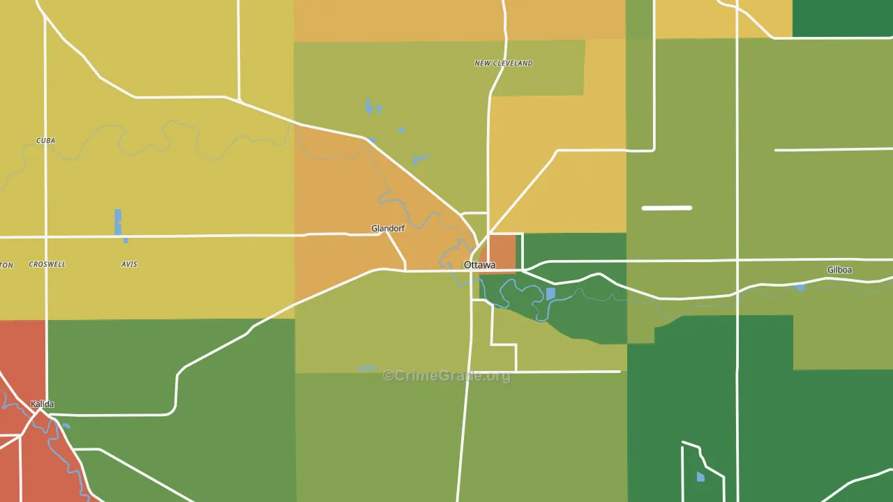 Ottawa, OH Map of Theft Rates