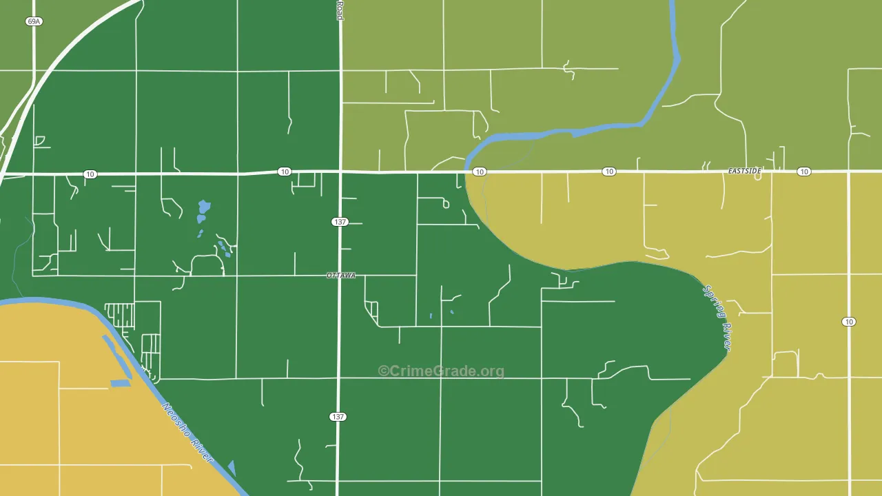 Ottawa, OK Map of Theft Rates