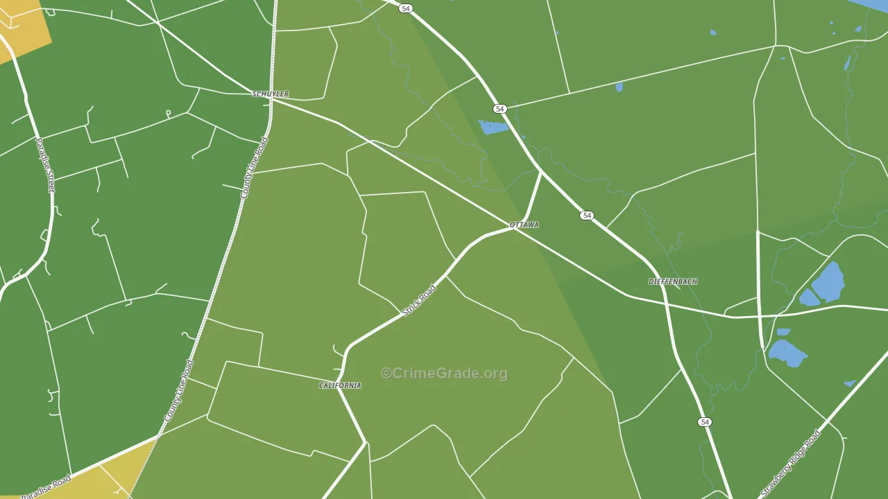 Ottawa, PA Map of Theft Rates