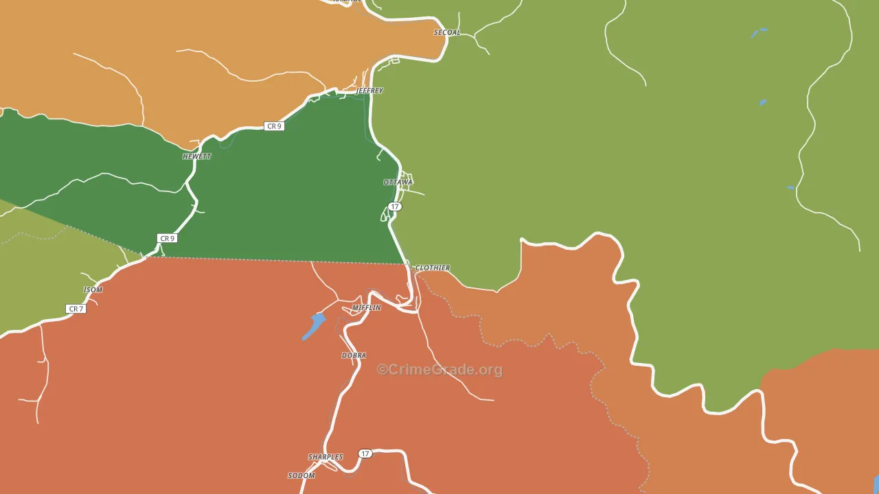 Ottawa, WV Map of Theft Rates