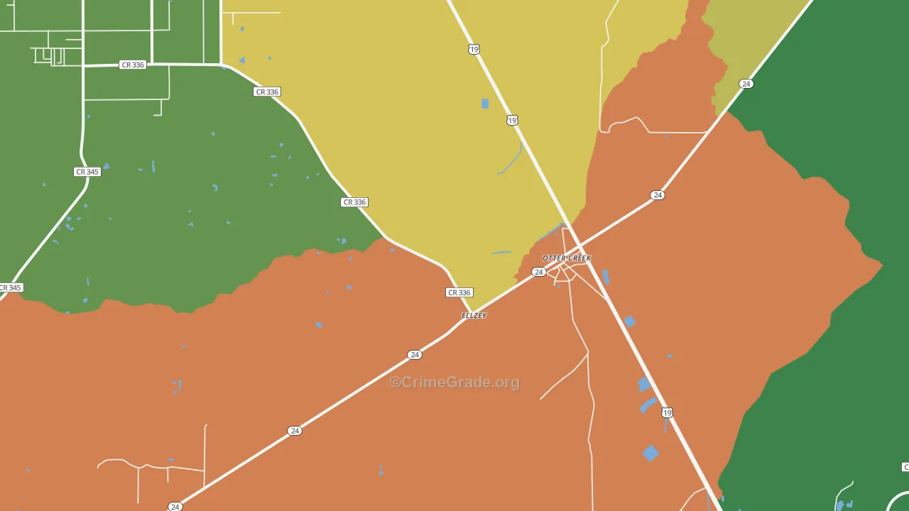 Otter Creek, FL Map of Theft Rates
